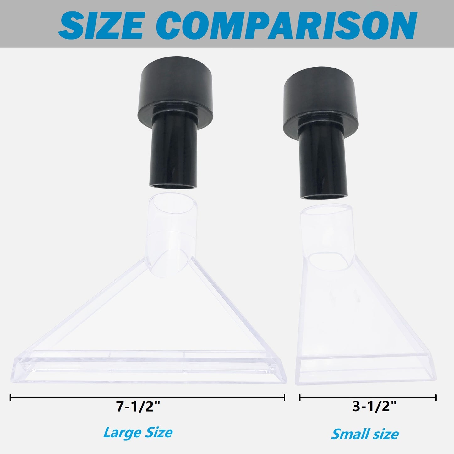 Large 7-1/2" Width Clear Head with 2-1/2" Adapter for Upholstery & Carpet Cleaning and Auto Detailing