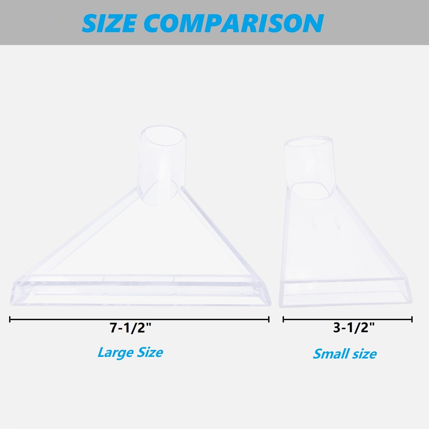 Fits All Shop Vacs Extractor tool Large 7-1/2" and Small 3-1/2" Clear Heads with Three Adapters 2-1/2" & 1-7/8" &1-1/4" for Upholstery & Carpet Cleaning and Auto Detailing